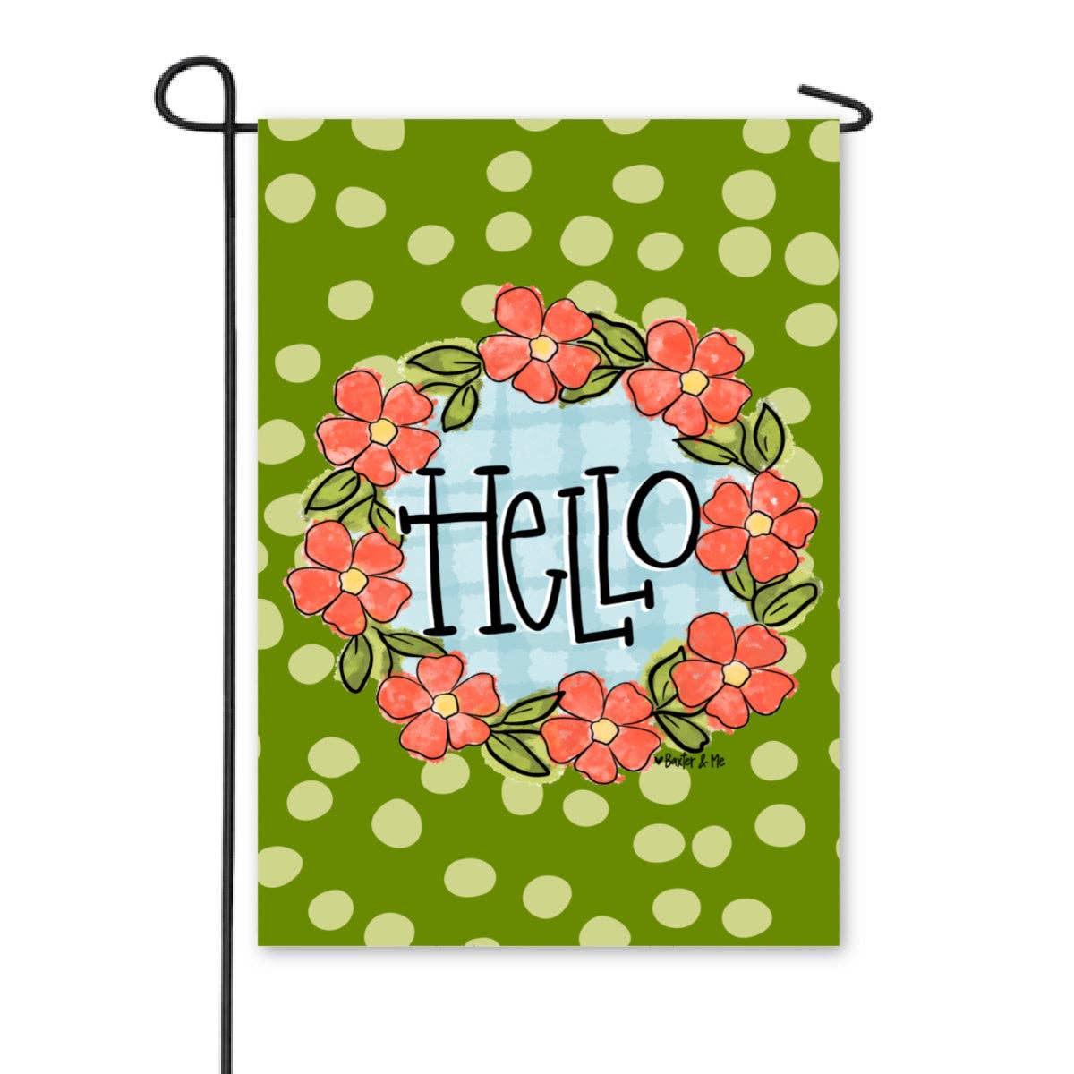 Hello Floral garden flag in yard — water-resistant UV-fade resistant spring summer welcoming flag