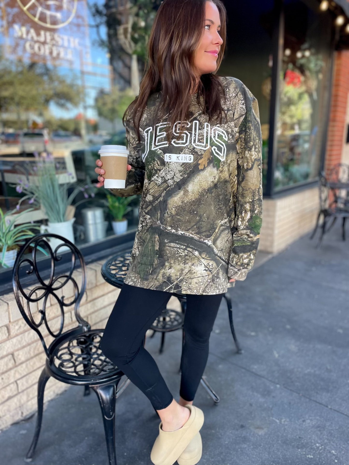 Jesus is King camo long sleeve