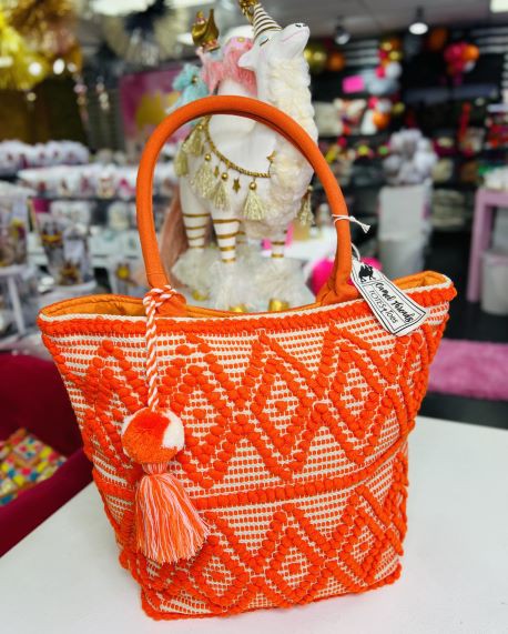 Camel Threads Orange Textured Tote Bag