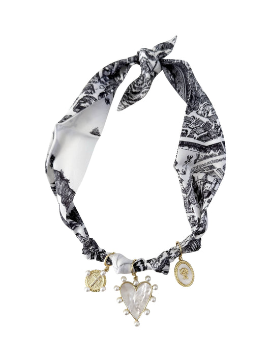 Paris Multi Charm Scarf Necklace