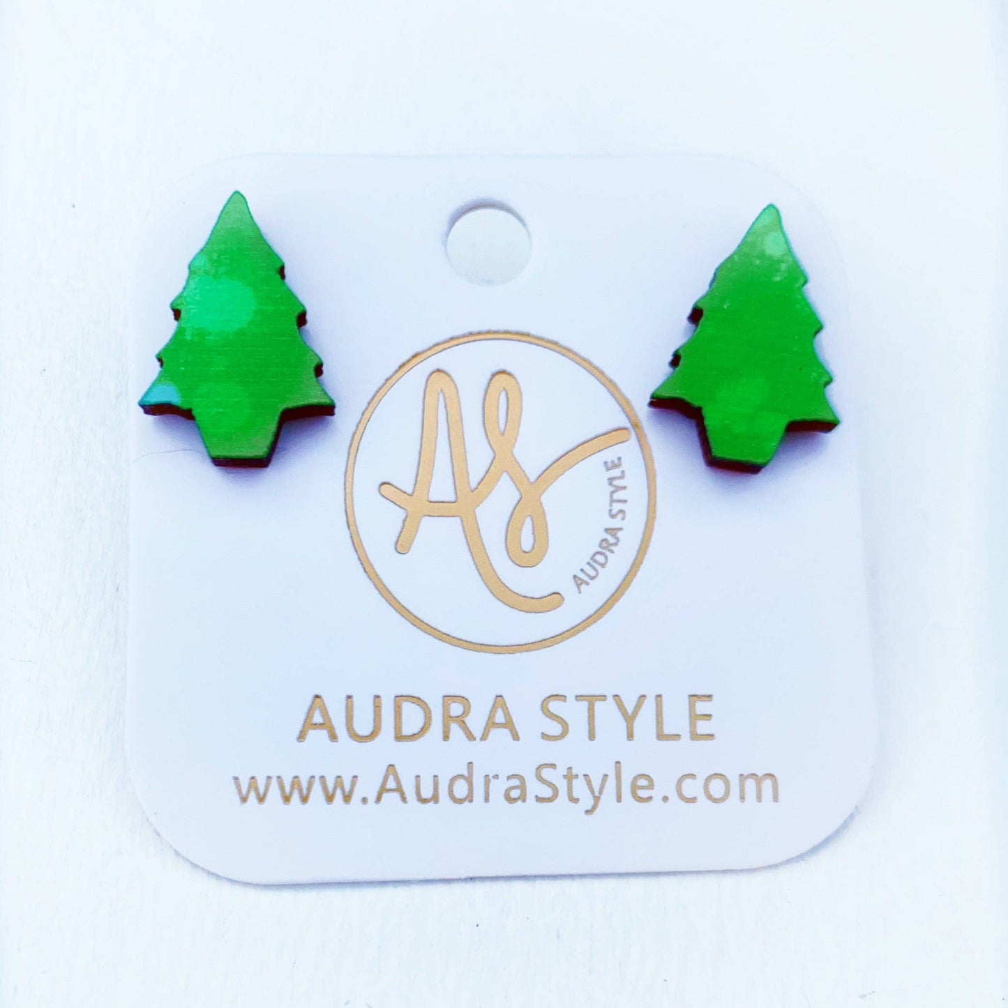 Christmas Earring - Green Christmas Tree Stud