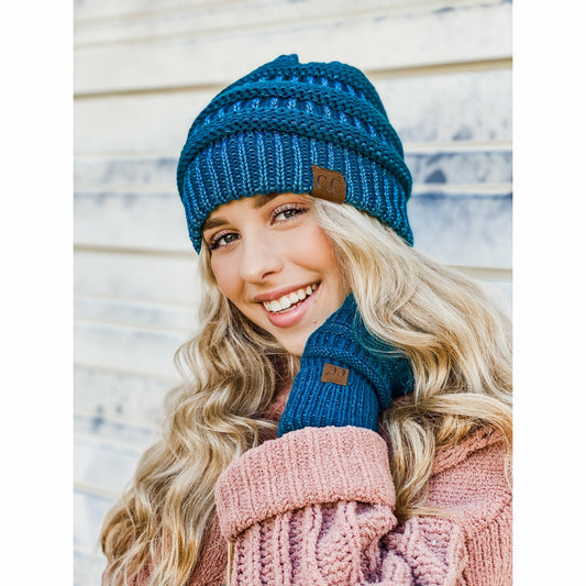 C.C Women's Metallic Cable Knit Gloves