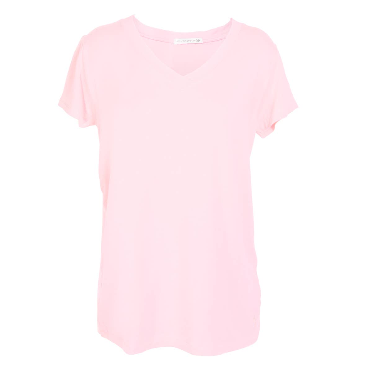 Pale Pink Short Sleeve V Neck Top