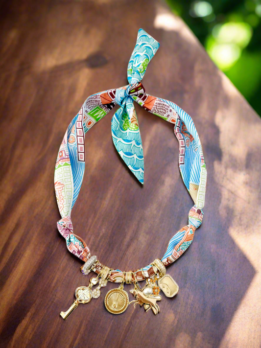 Tate Multi Charm Scarf Necklace