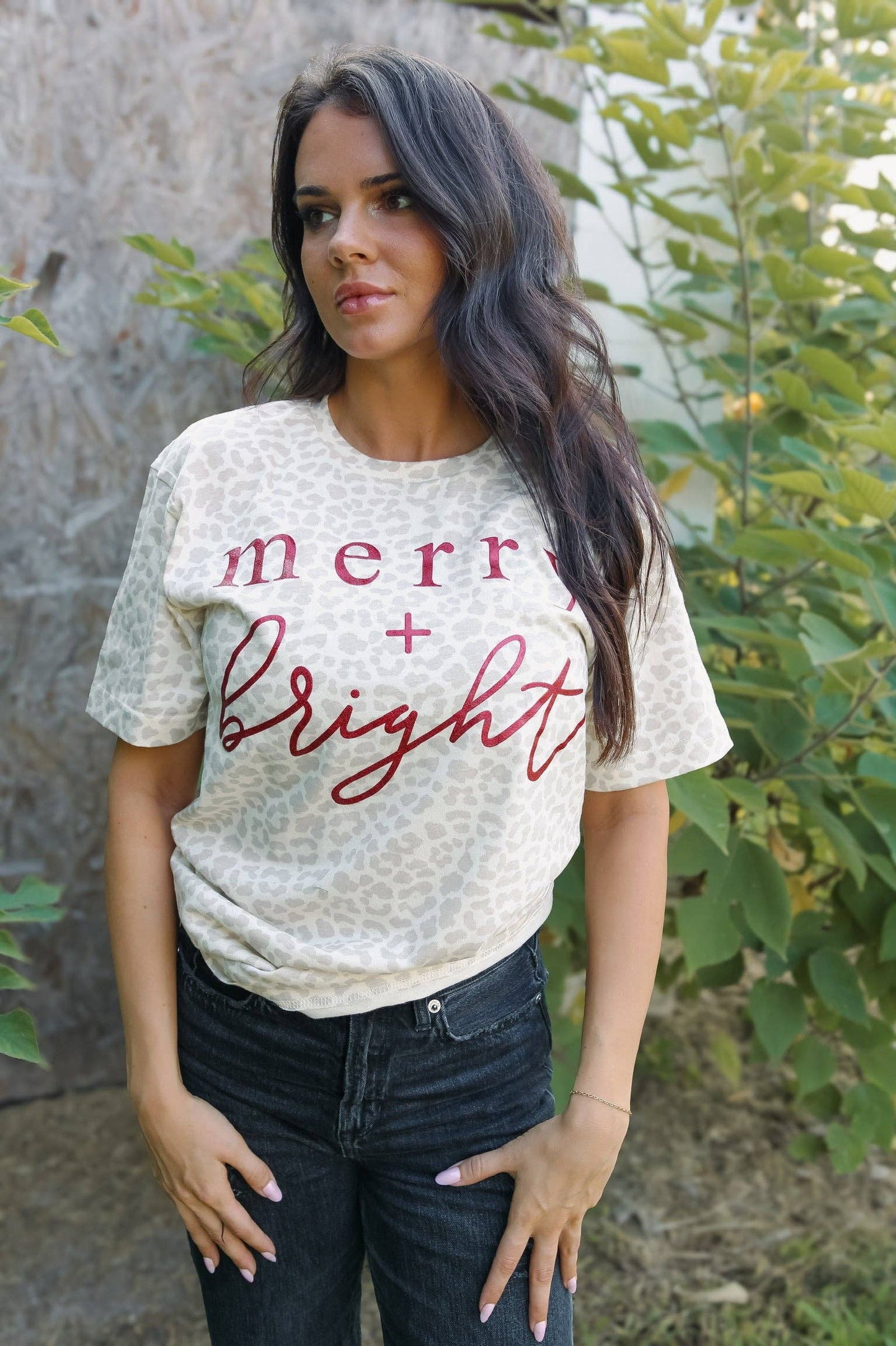 Glitter Merry + Bright Leopard Short Sleeve tee