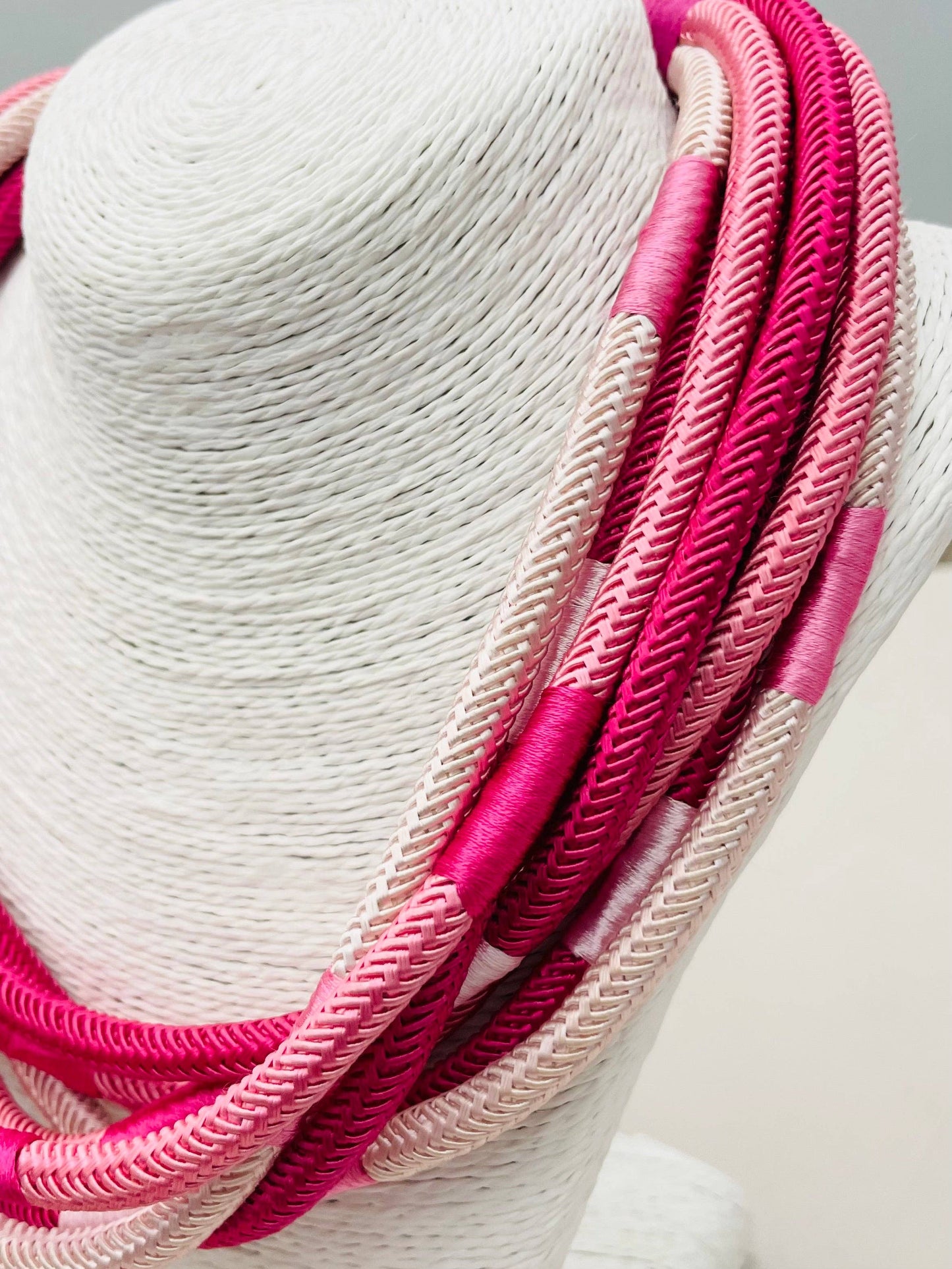 Pink Multi-Strand Cotton Rope Necklace