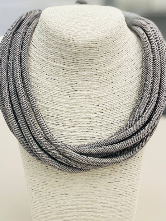 Slub 8-Strand Necklace in Gray Fox