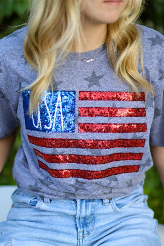 USA Flag Patriotic 4th of July Short Sleeve