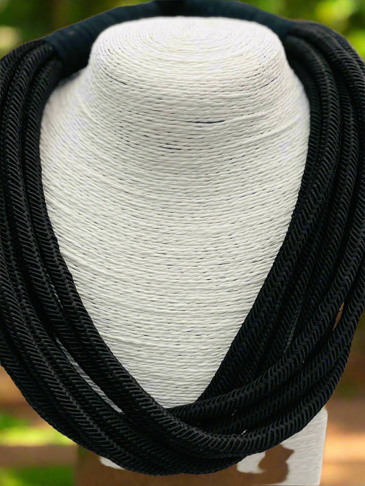 Slub 8-Strand Necklace in Black