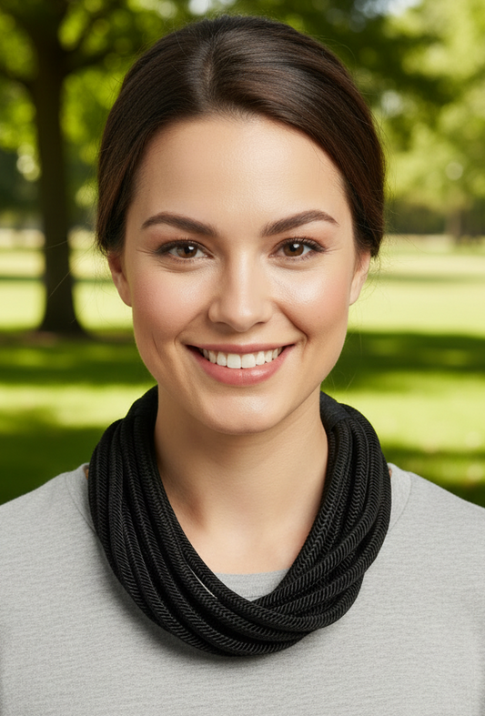 Slub 8-Strand Necklace in Black