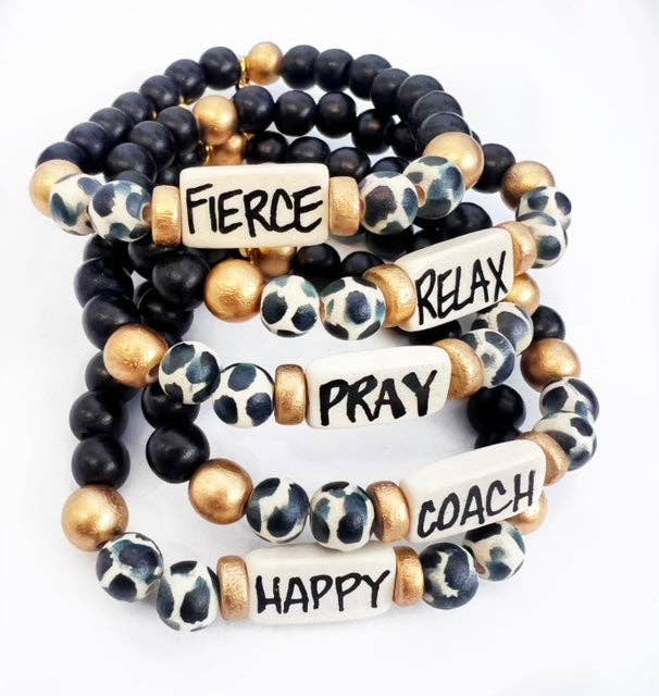 Affirmation Word Beaded Bracelets Inspirational - Black and