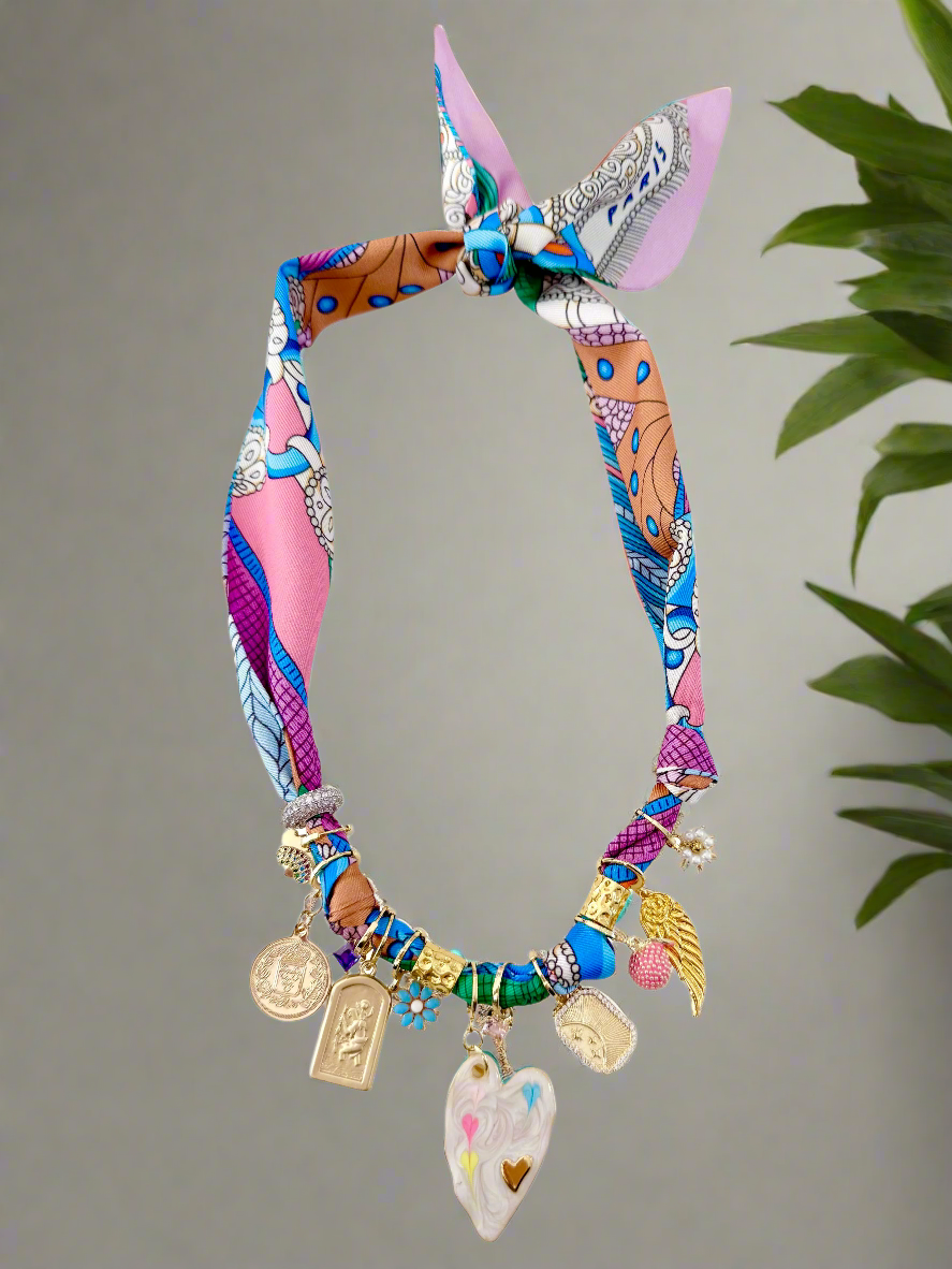 Fallon Multi Charm Scarf Necklace