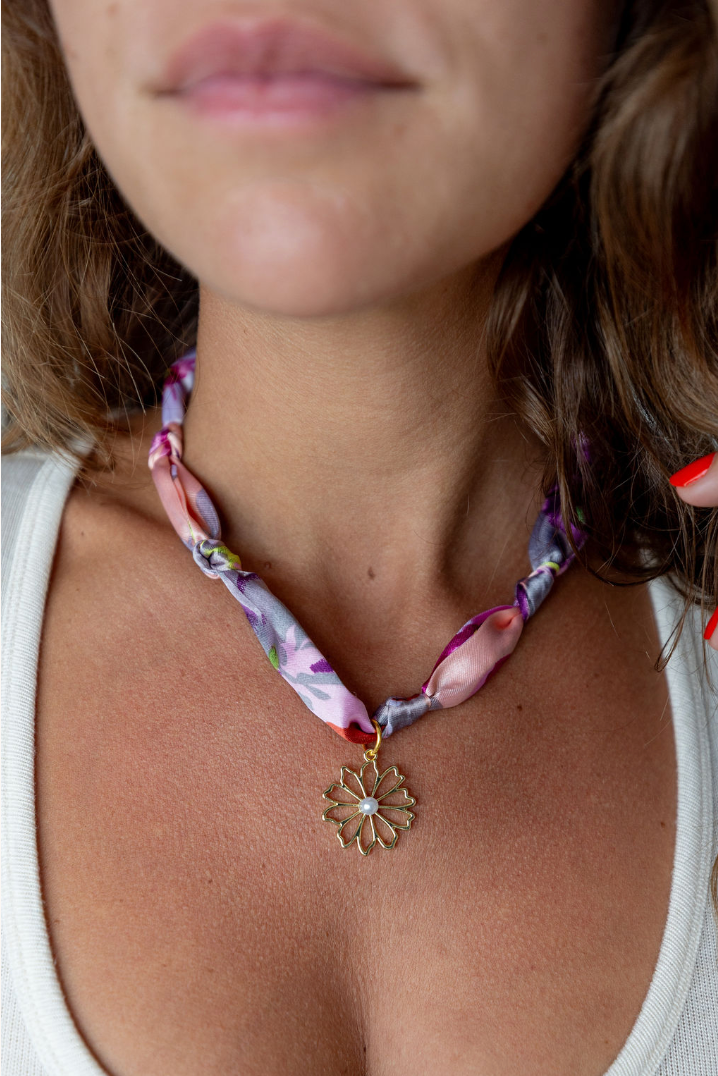 Scarf Charm Necklace – Colorful Fabric Statement Necklace