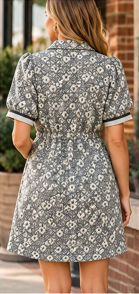 the back of a grey textured dress from umgee