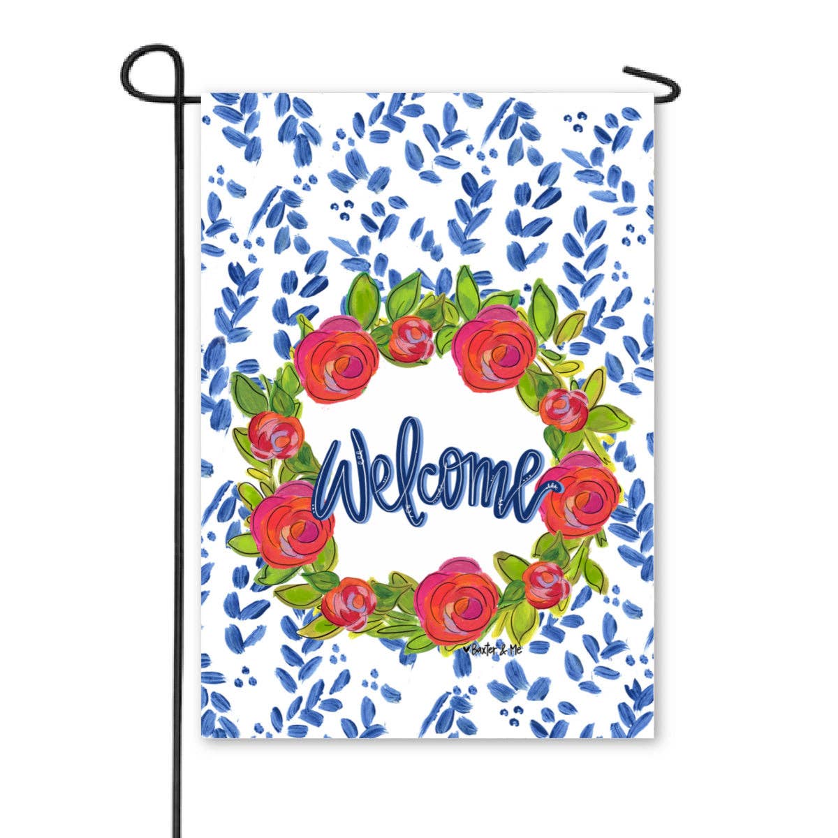 Rosie Welcome in Blue Garden Flag