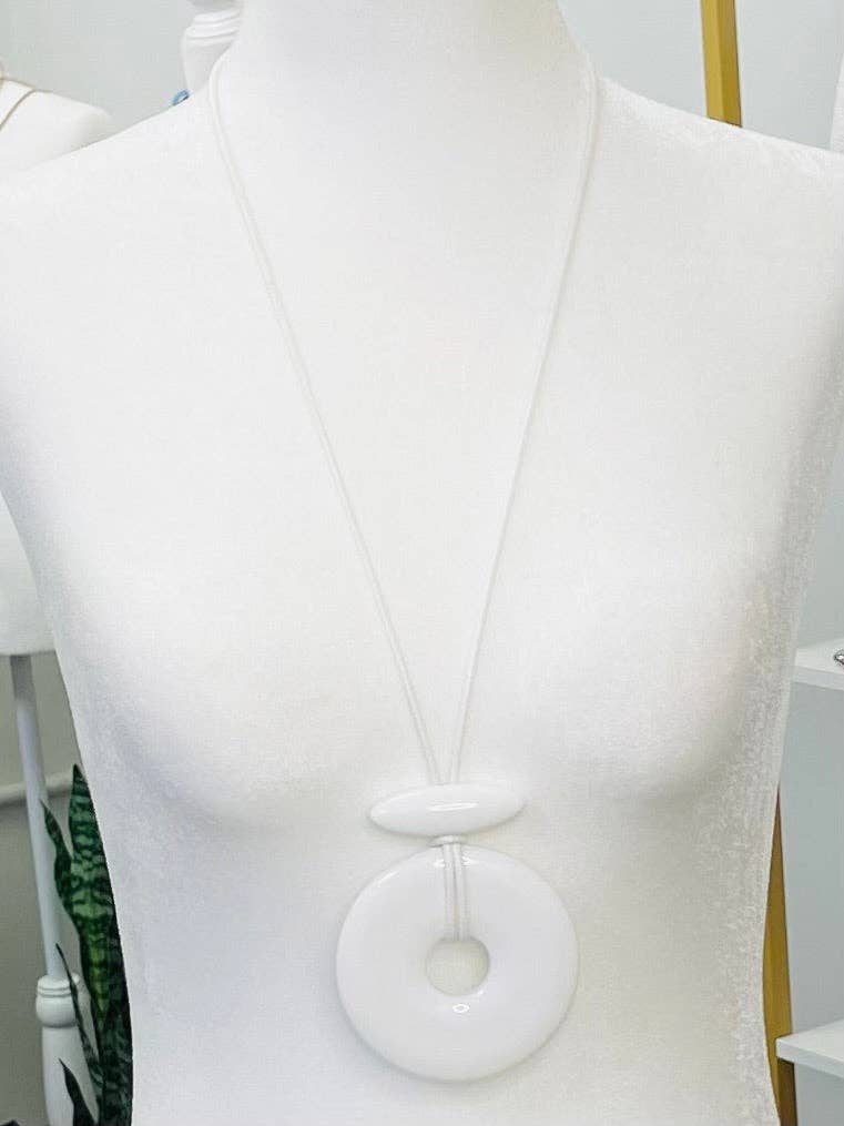 White Pendants on Long Cord | Adjustable 30" Necklace