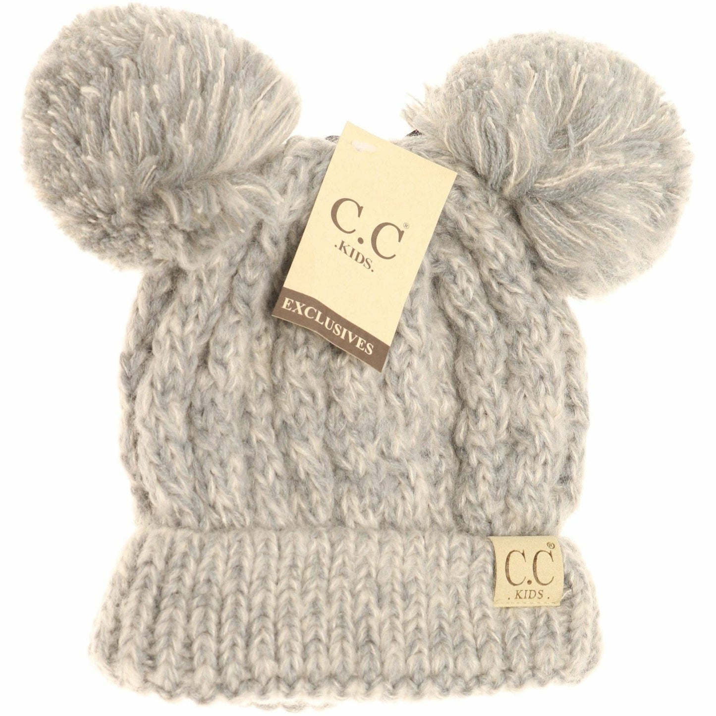 Kids Multi Tone Double Pom CC Beanie