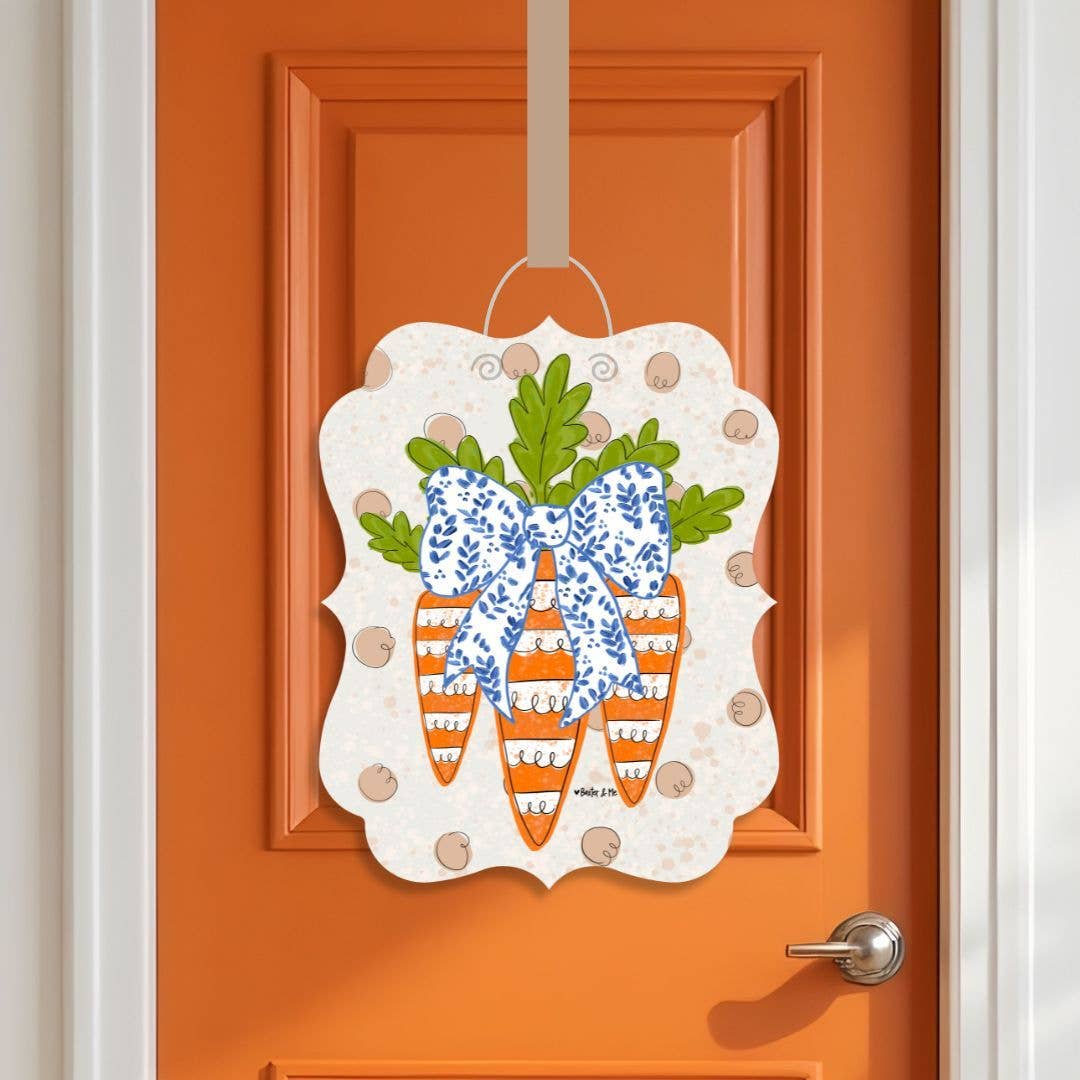 Carrot Patch Trio with Bow Door Hanger