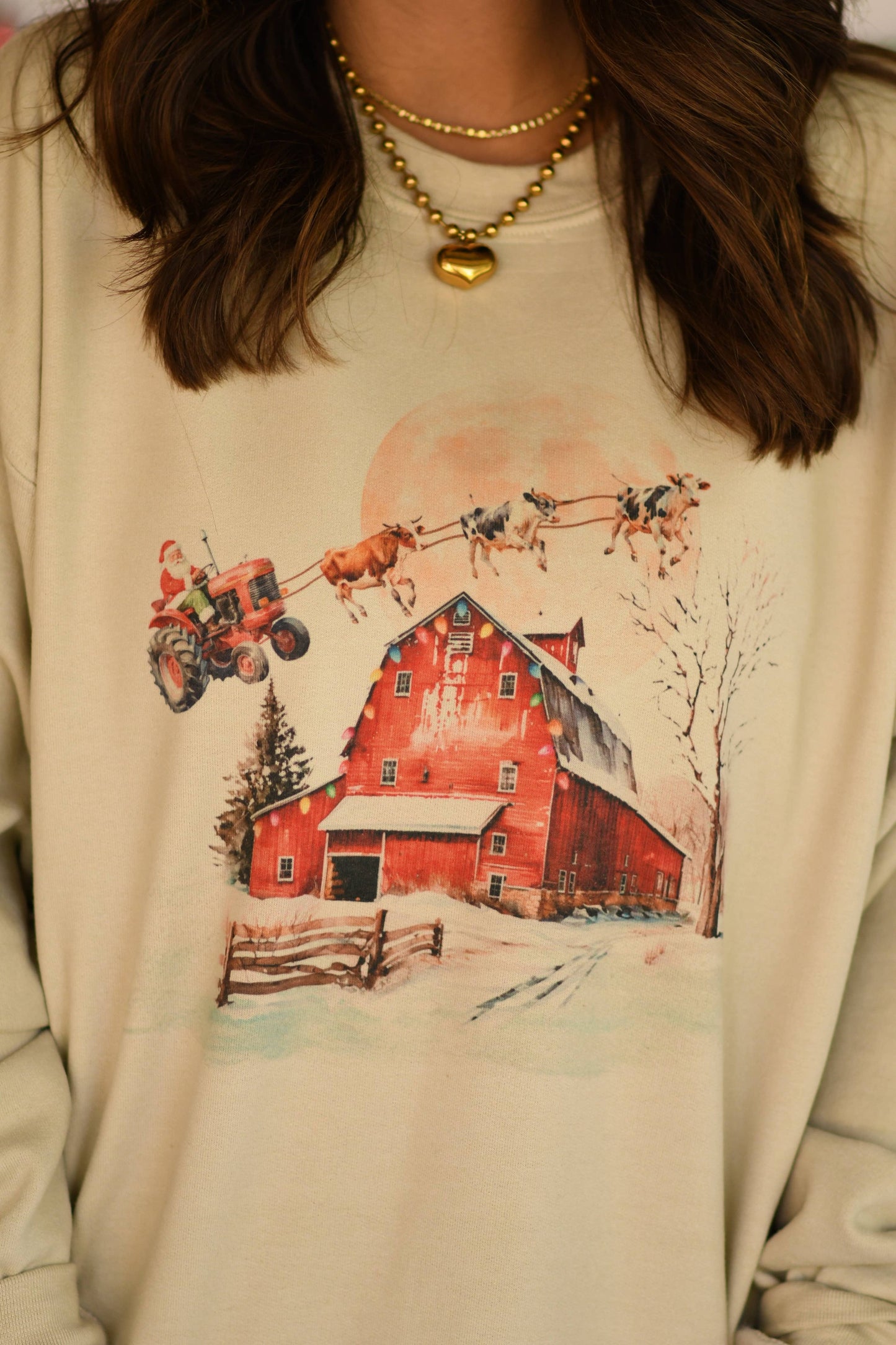 Santa Flying Over Barn Sweatshirt