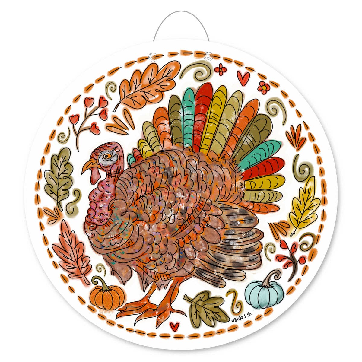 Mr. Feathersworth Colorful Turkey Door Hanger