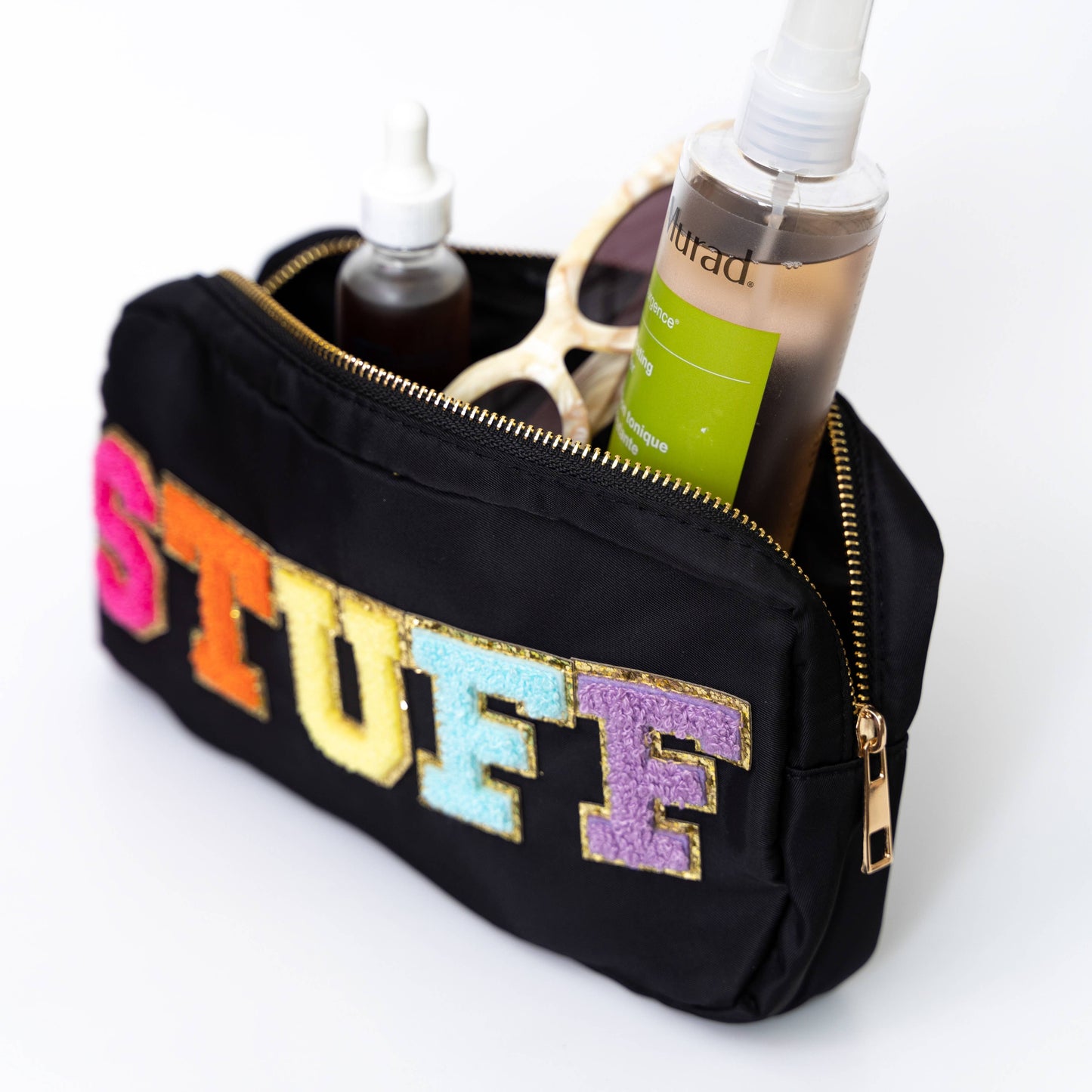 STUFF Chenille Letter Bag Travel Makeup Pouch