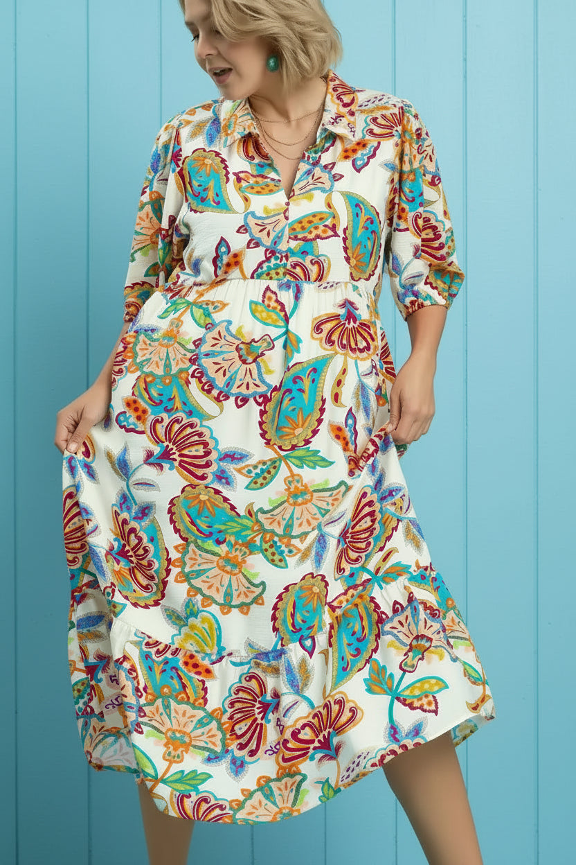 Umgee Floral Midi Dress
