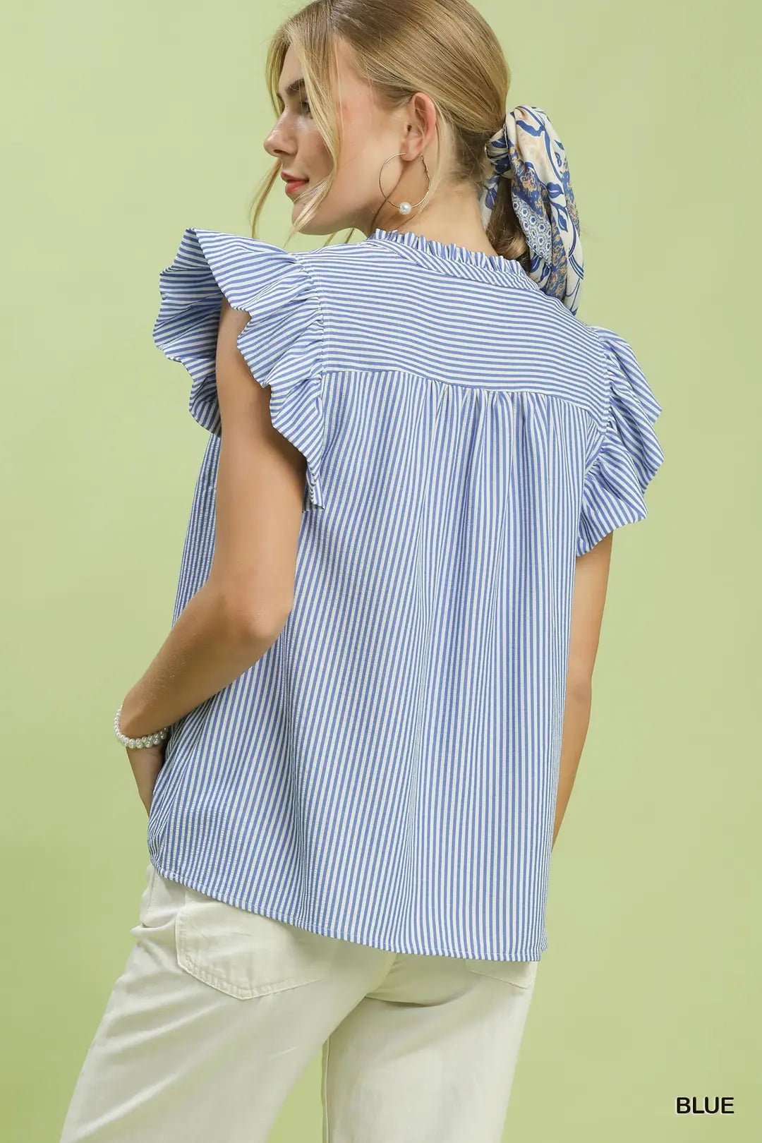 umgee womens top back view striped blouse