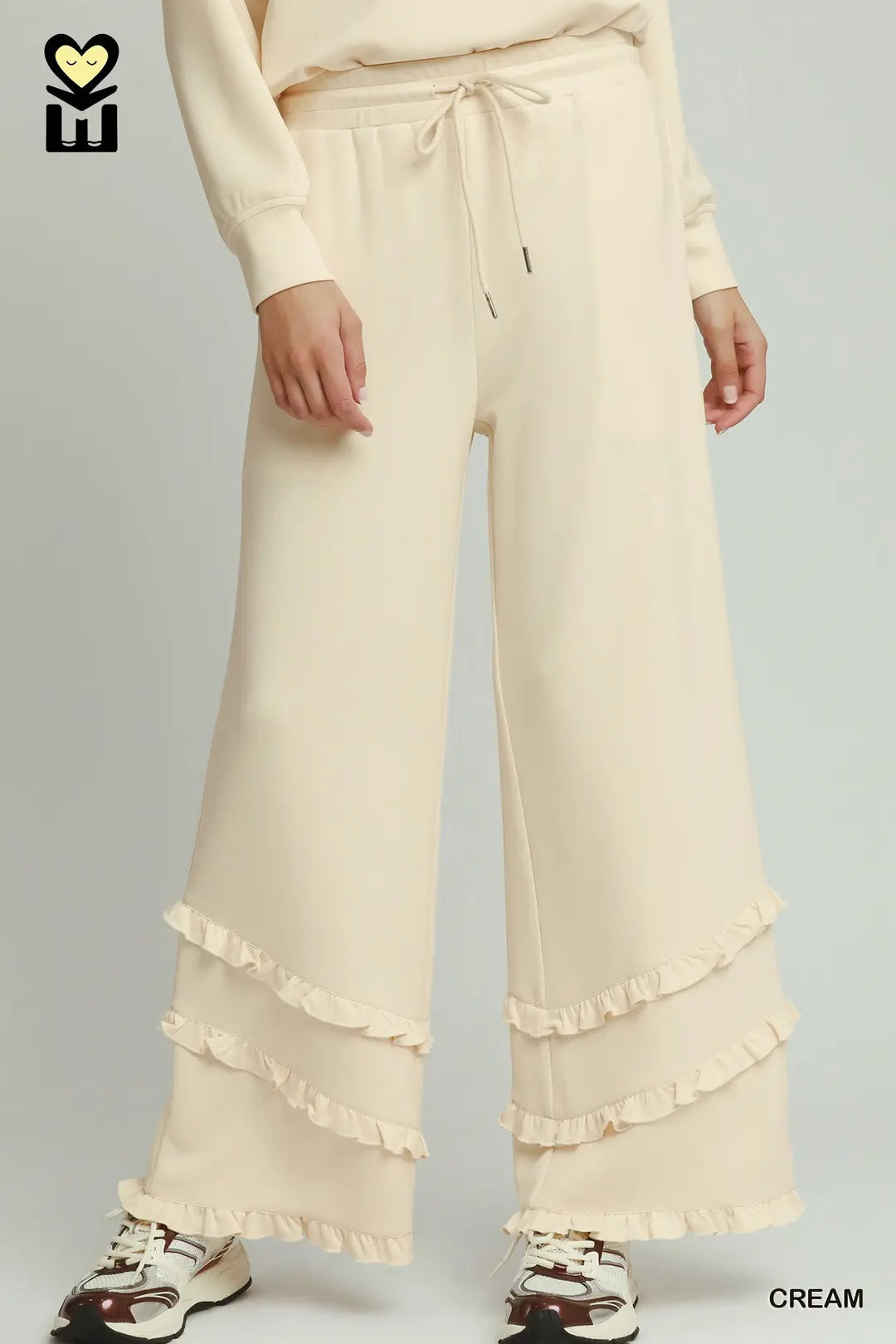 Umgee Luxeknit Ruffle Wide-Leg Pants