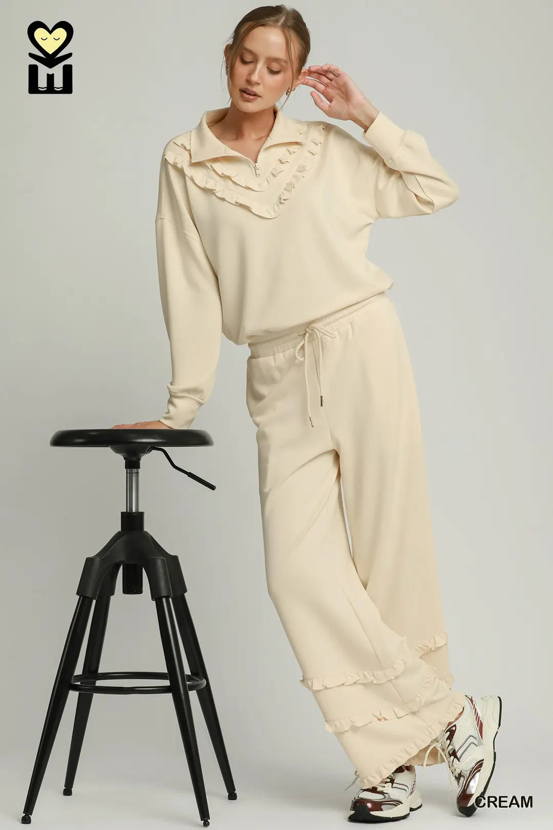 Umgee Luxeknit Ruffle Wide-Leg Pants