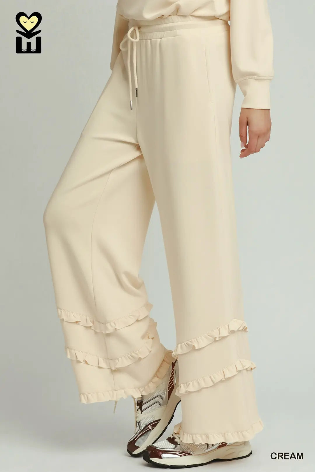 Umgee Luxeknit Ruffle Wide-Leg Pants