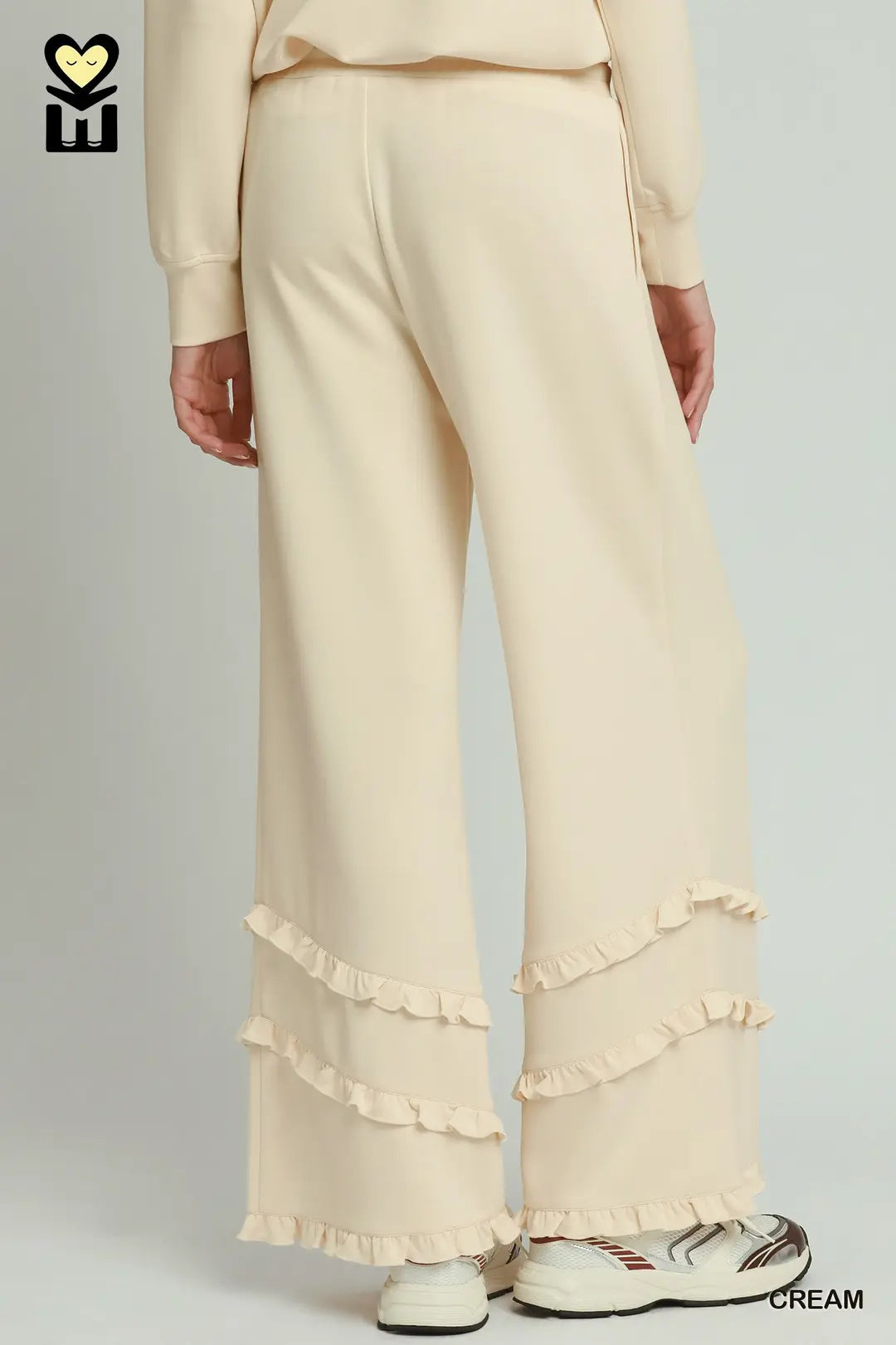 Umgee Luxeknit Ruffle Wide-Leg Pants