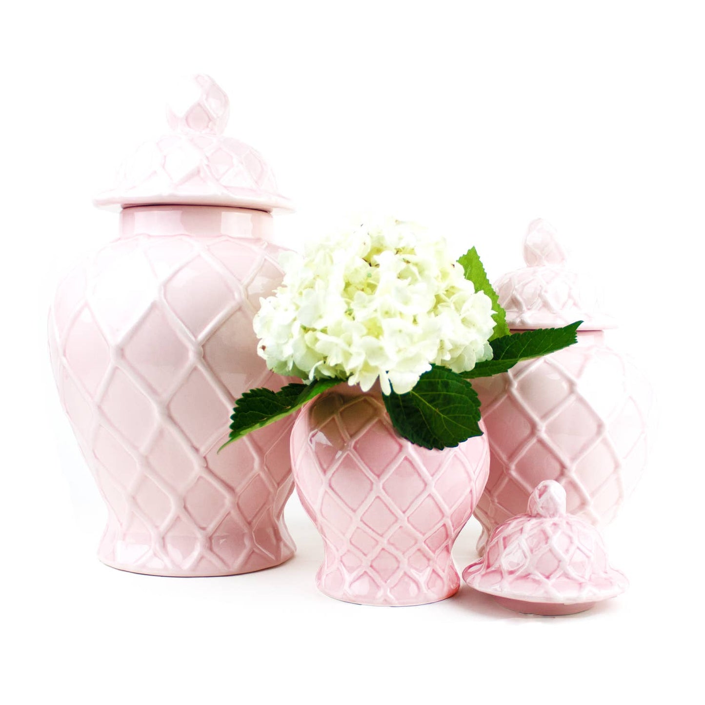 Pink Textured Ginger Jar – Decorative Ceramic Vase with Lid