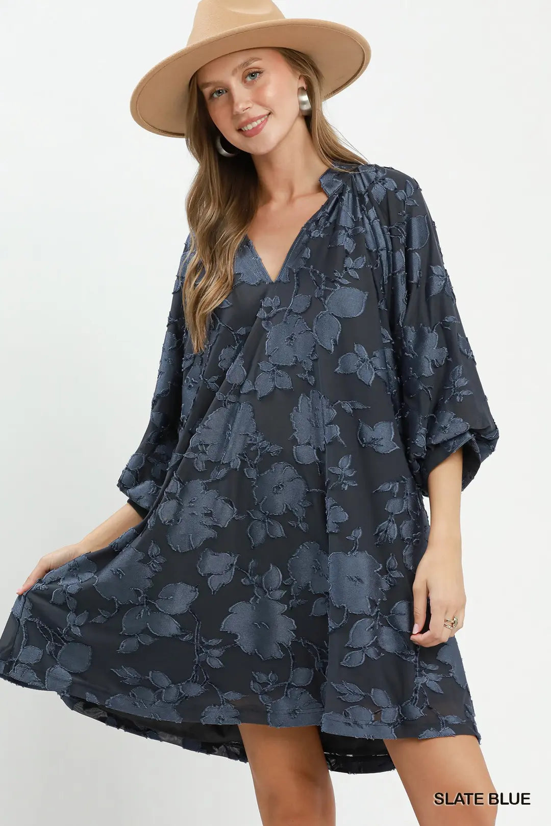 Umgee Velvet Floral Babydoll Mini Dress