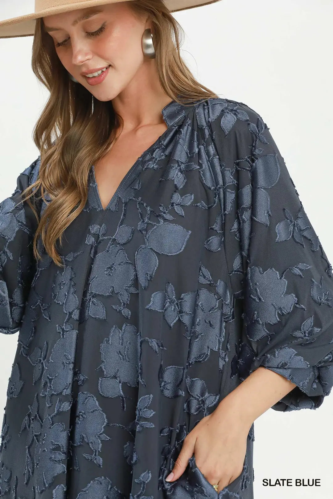 Umgee Velvet Floral Babydoll Mini Dress