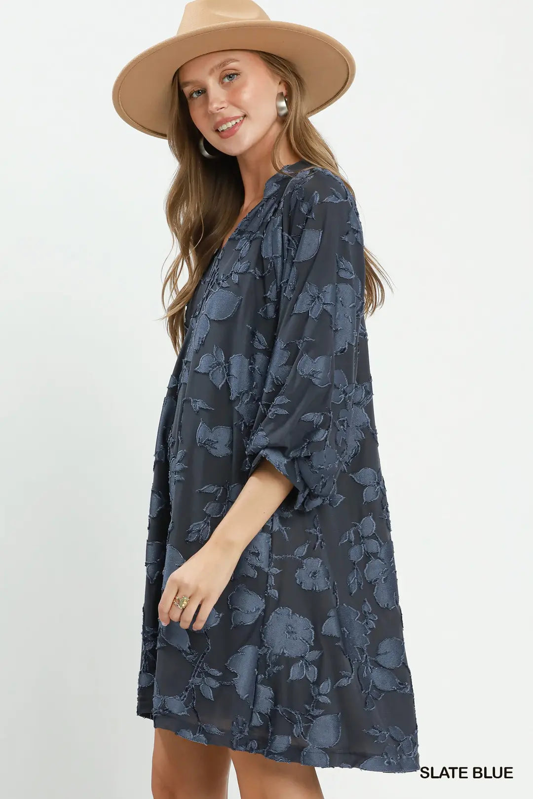 Umgee Velvet Floral Babydoll Mini Dress