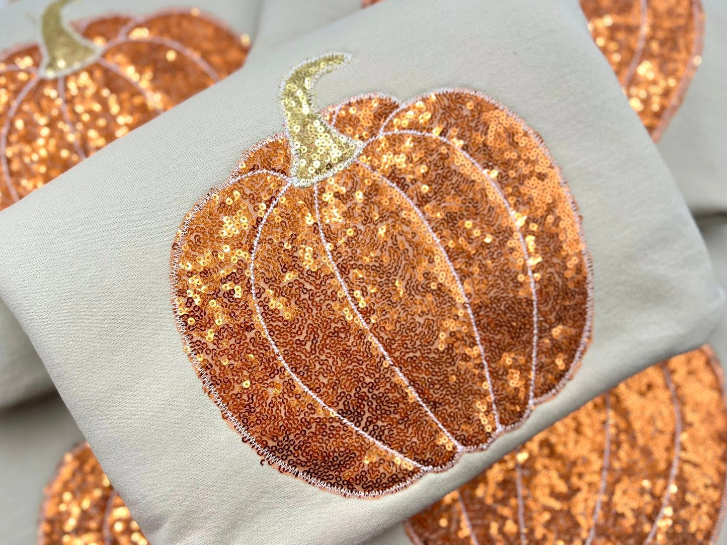Orange Sequin Pumpkin Sweatshirt