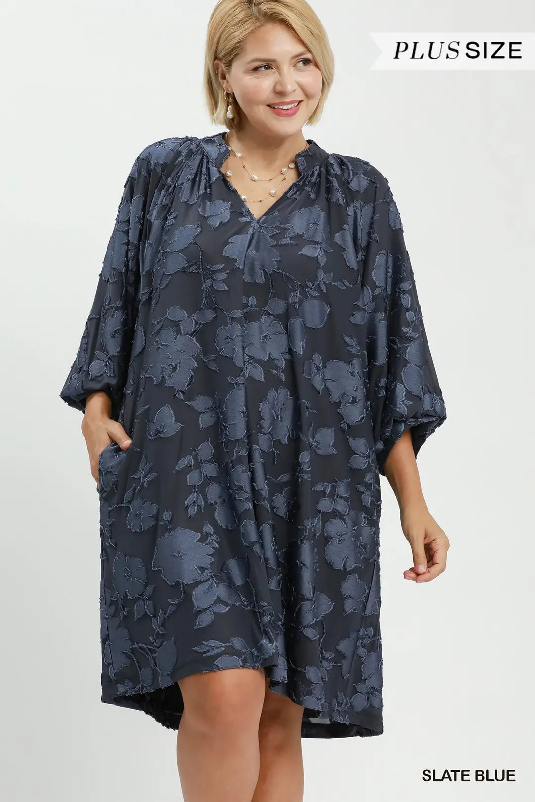 Umgee Velvet Floral Babydoll Mini Dress
