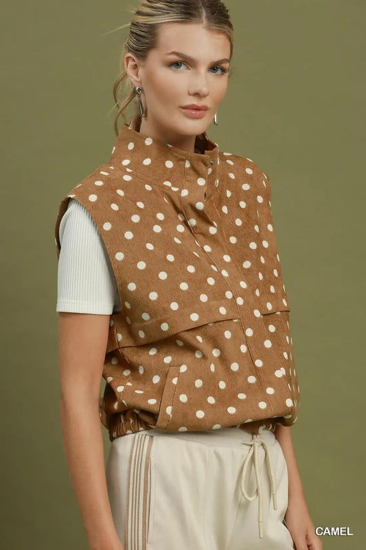 Umgee Camel Polka Dot Utility Vest