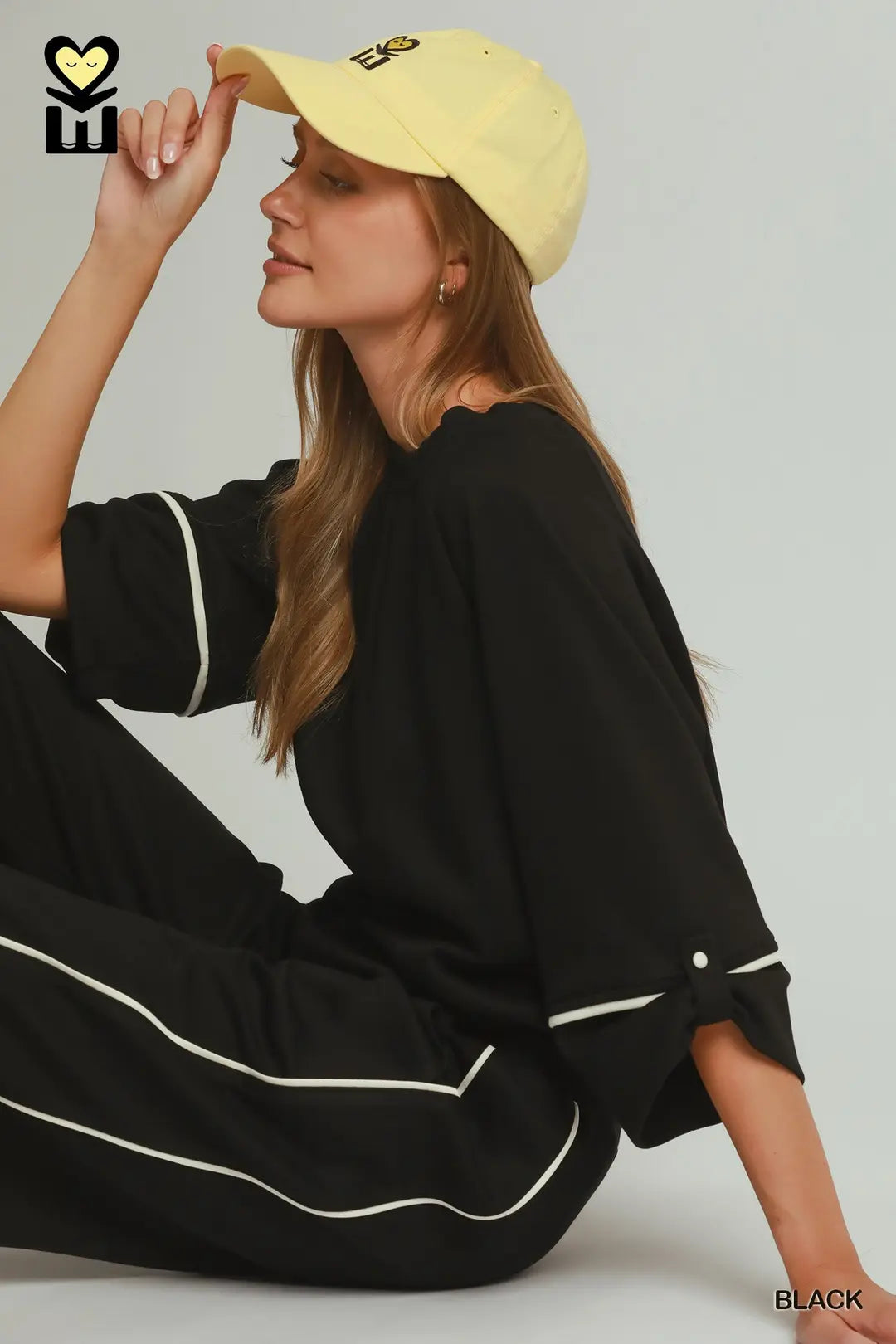 black luxeknit pants from umgee with the coordinating top from umgee