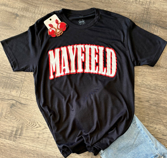 Mayfield Red Metallic Puff Tee