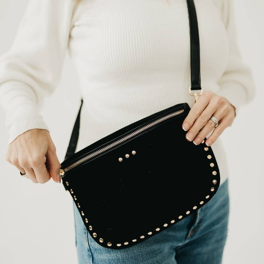 Sabrina Studded Vegan Suede Crossbody Bag