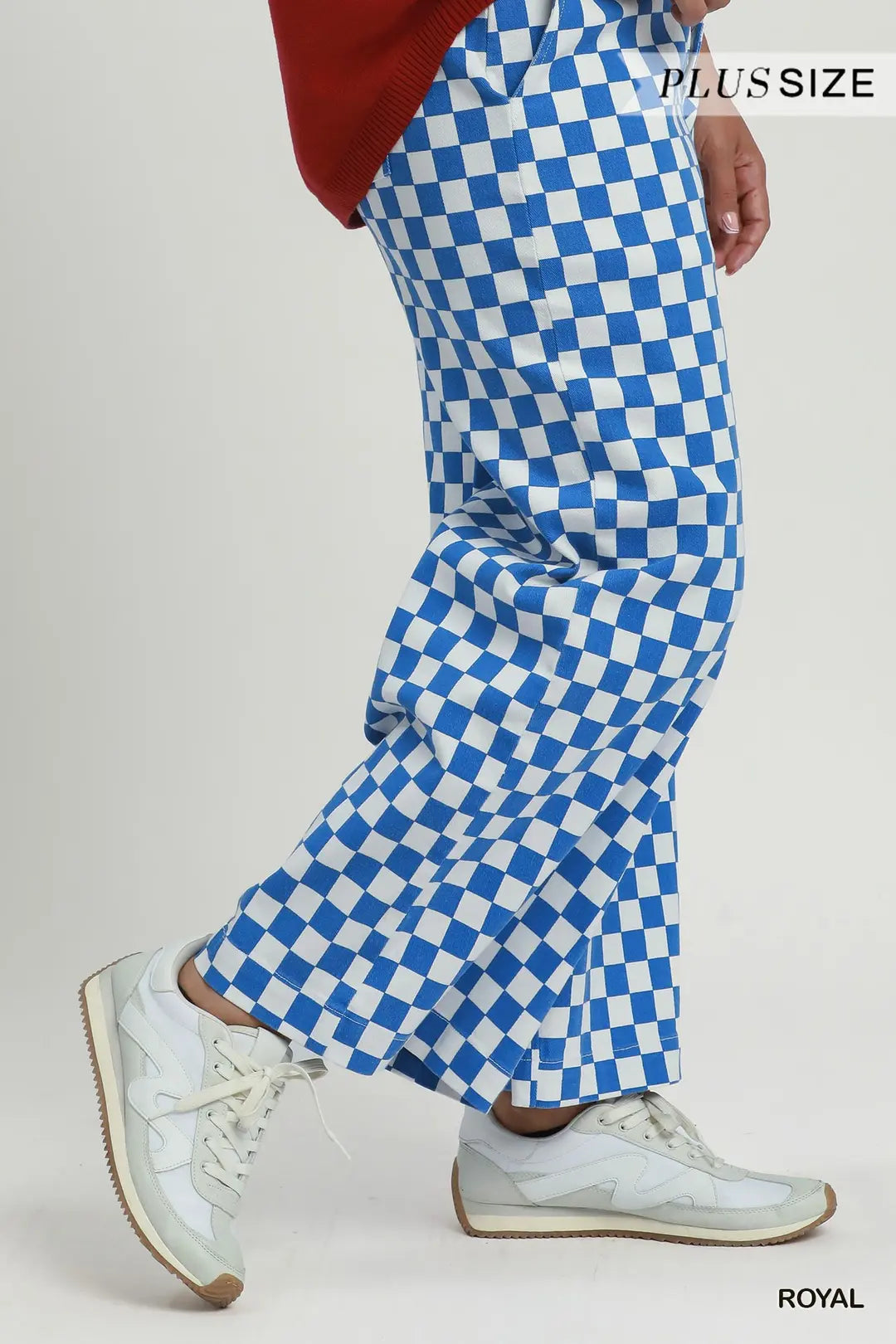 Umgee Royal Blue Checkerboard Wide Leg Pants