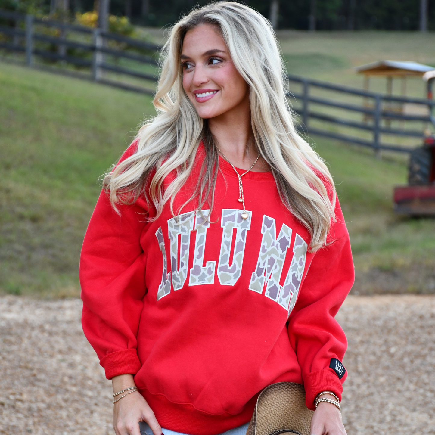 Lulu Mac Red Camo Applique Sweatshirt