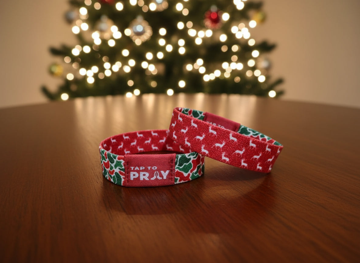 Versible Tap To Pray Christmas Camo Wristband