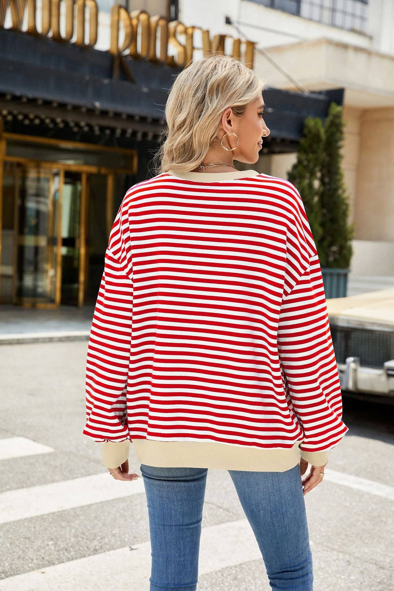 Striped Crew Neck Sweatshirt