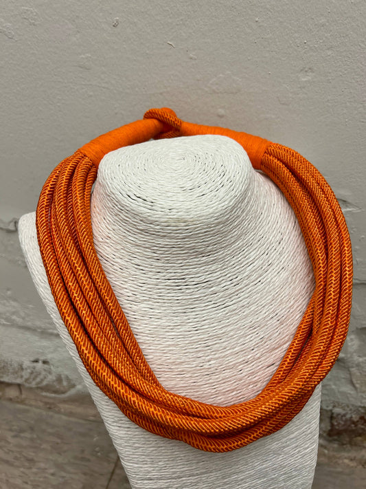 Slub 8-Strand Necklace in Orange