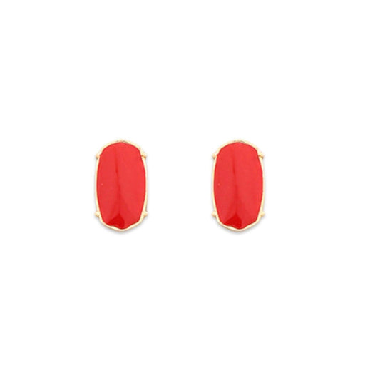 Acrylic Red Hex Stud Earrings