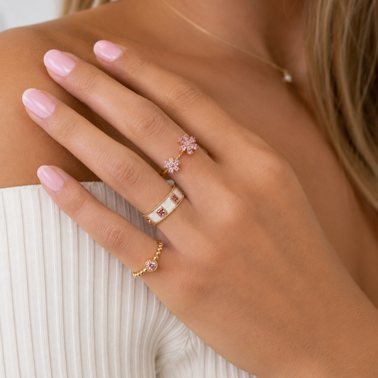 Treasure Jewels Pretty in Pink Stackable Ring Set