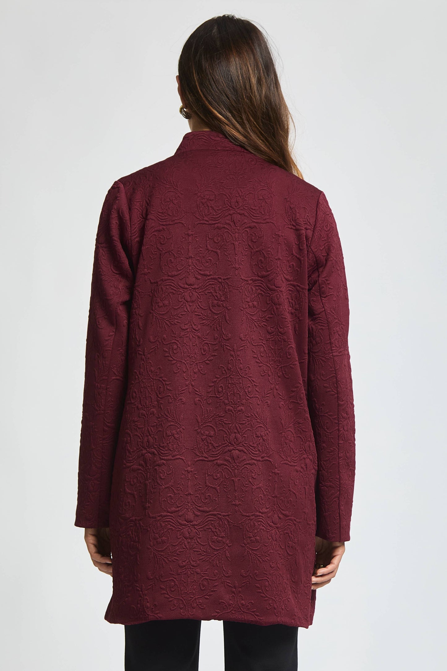 Dear Scarlett Elegant Jacquard Midi Coat