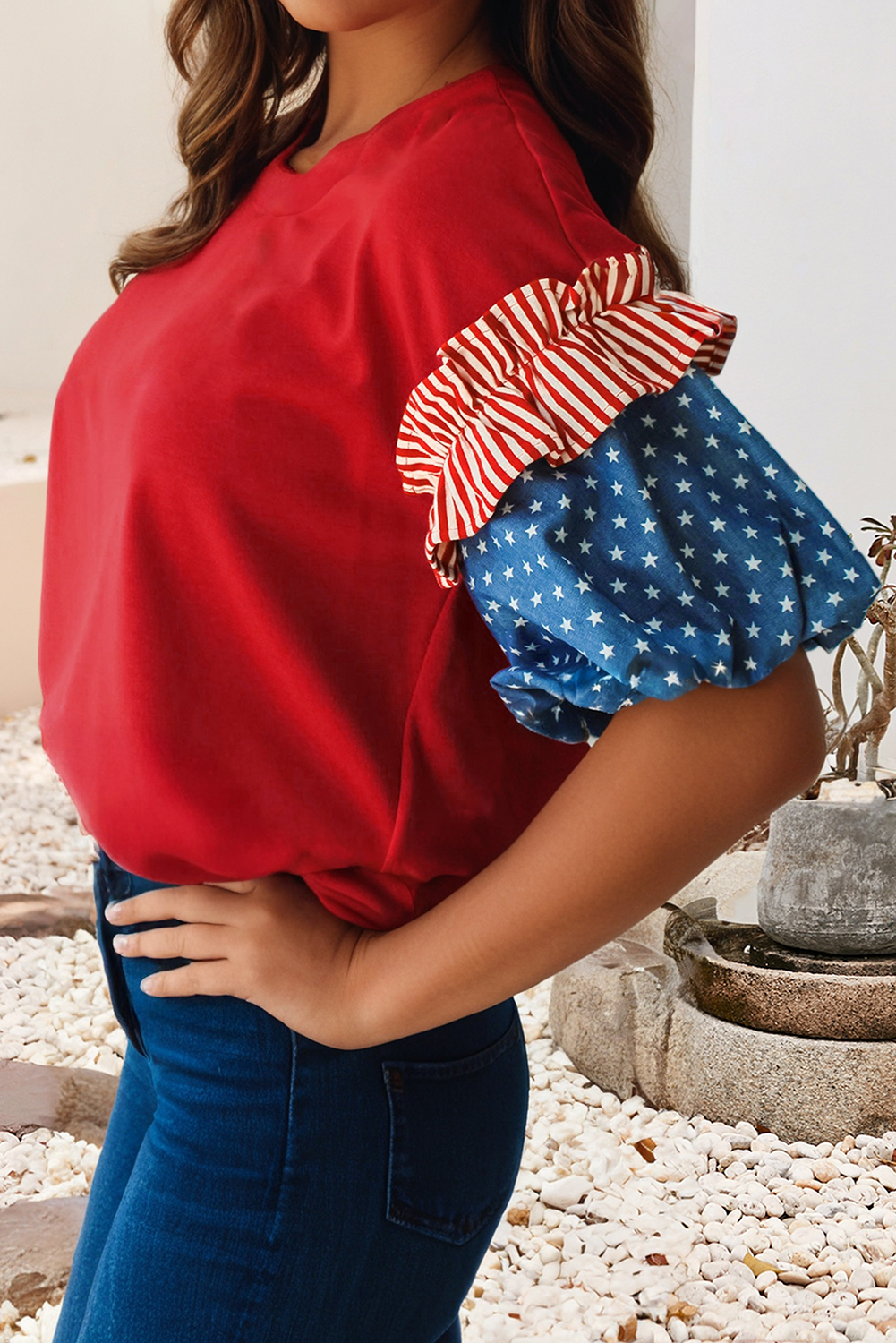 Stars & Stripes Puff Sleeve Top